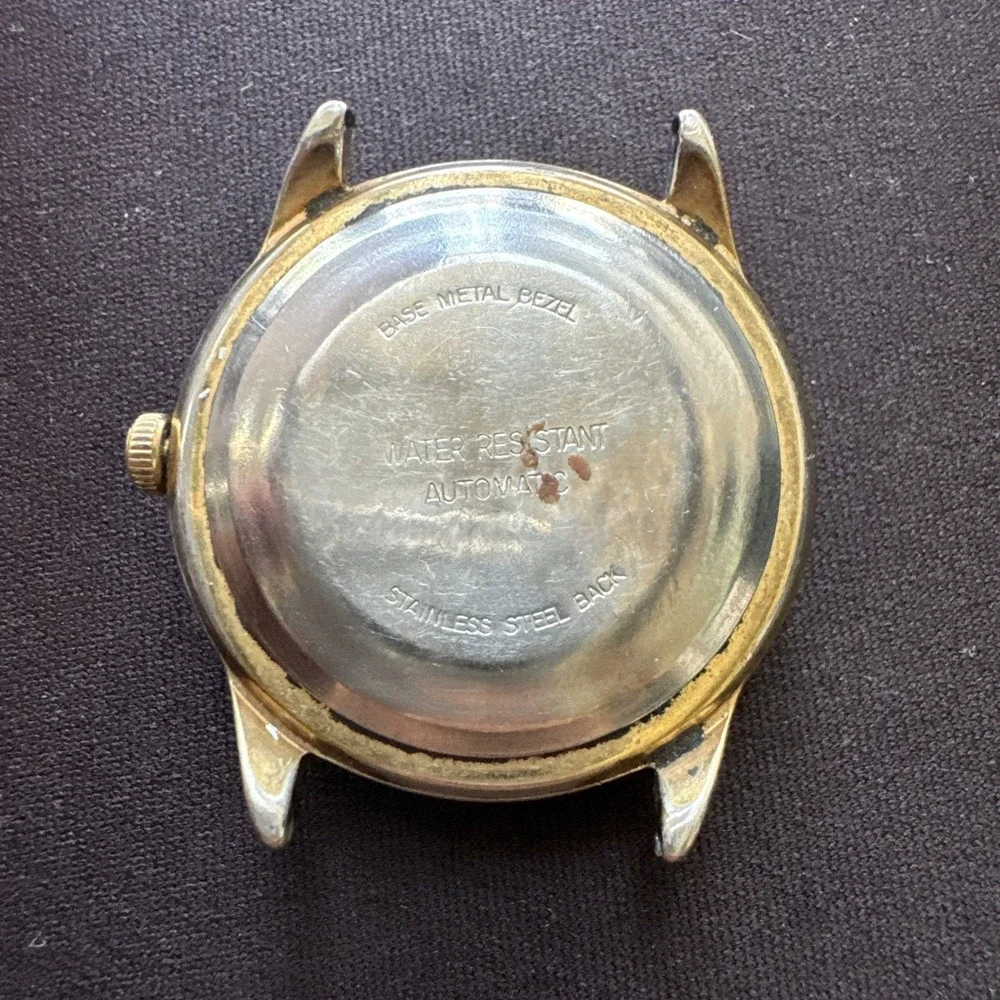 Vintage Timex Automatic Watch Gold Tone Day Date 46661 10877 Water Resistant